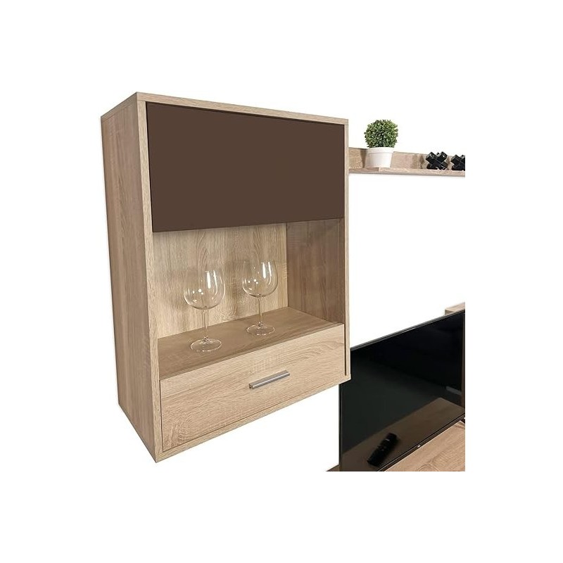 Meyvaser, Conjunto de muebles de salón 220 cm Color cambrian y Chocolate , muebles de salón.