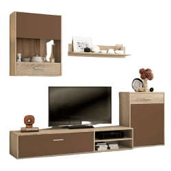 Meyvaser, Conjunto de muebles de salón 220 cm Color cambrian y Chocolate , muebles de salón.