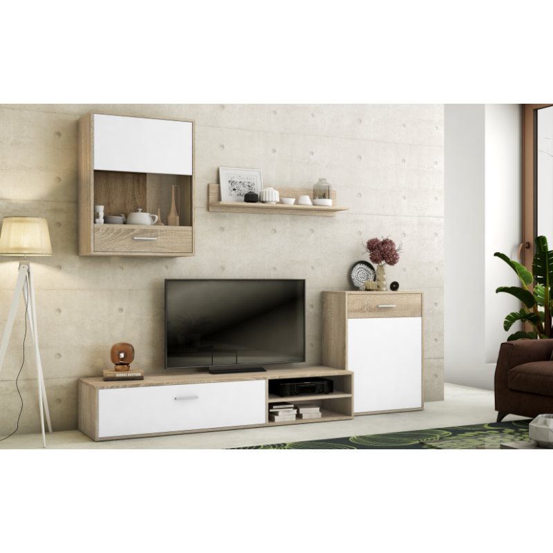 Meyvaser, Conjunto de muebles de salón 220 cm Color cambrian y blanco, muebles de salón.