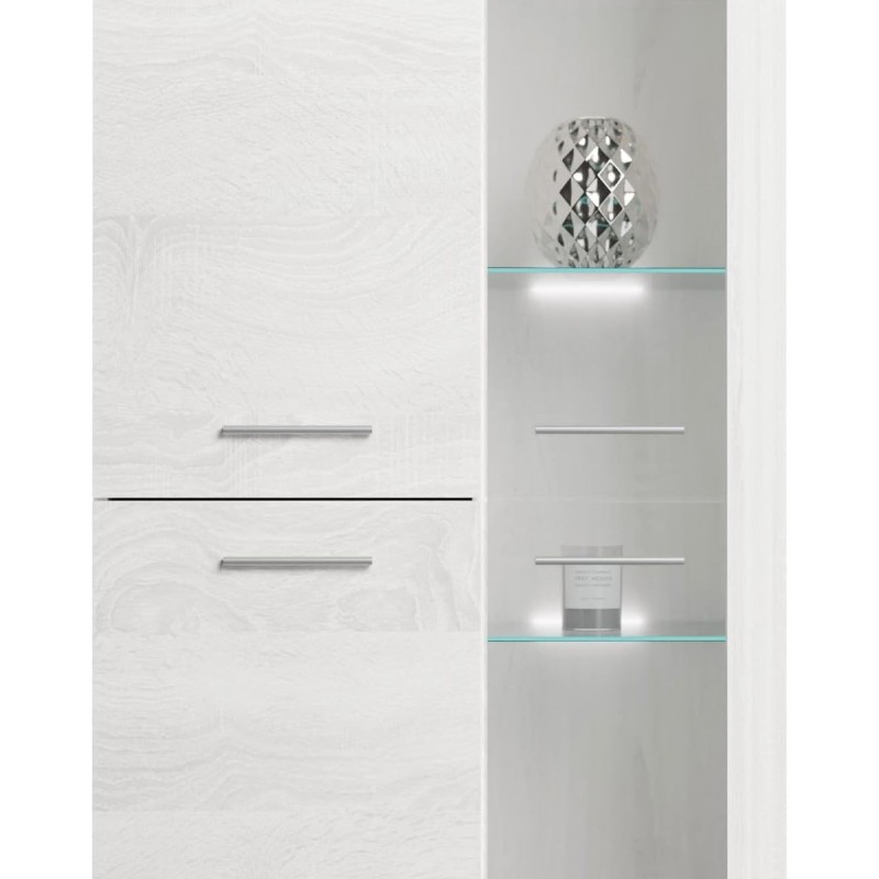 Mueble de Salón Moderno con Leds,Acabado en Andersen Pino, Medidas: 260 cm (An) x 191 cm (Al) 47,5 cm (Fon) Meyvaser