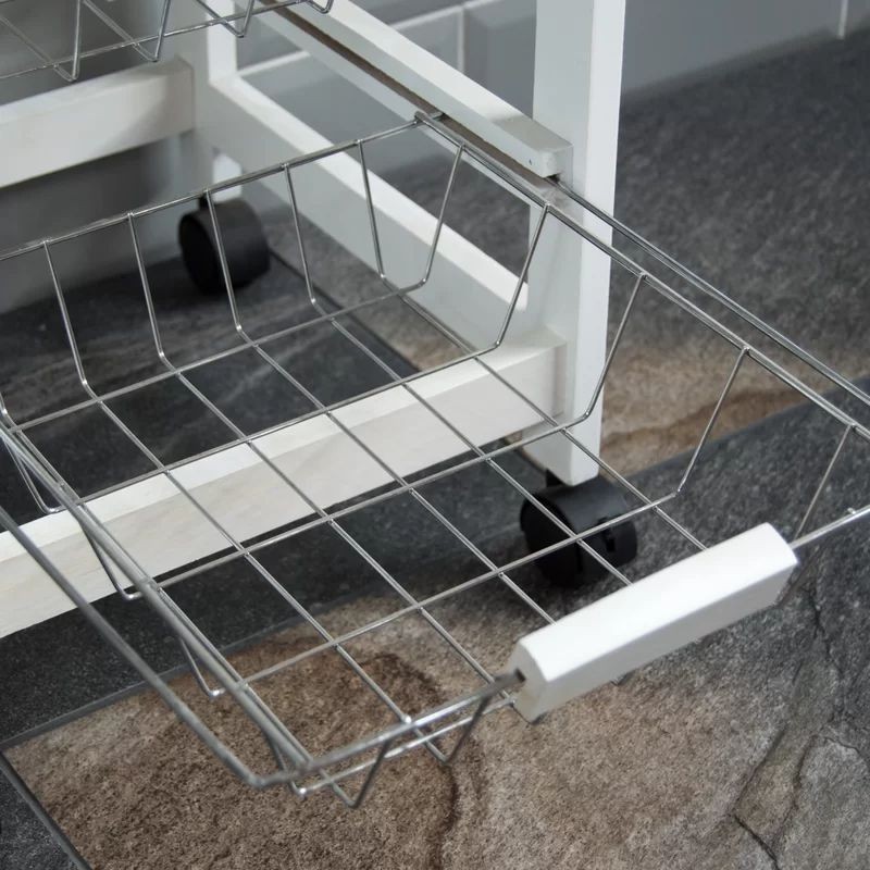 Verdulero Frutero de Cocina 4 Cestas y Cajón 37x37x85 Blanco