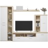 Mueble de Salón Moderno con Leds, Acabado en Cambria - Blanco, Medidas: 260 cm (An) x 191 cm (Al) 47,5 cm (Fo) Meyvaser