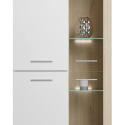 Mueble de Salón Moderno con Leds, Acabado en Cambria - Blanco, Medidas: 260 cm (An) x 191 cm (Al) 47,5 cm (Fo) Meyvaser