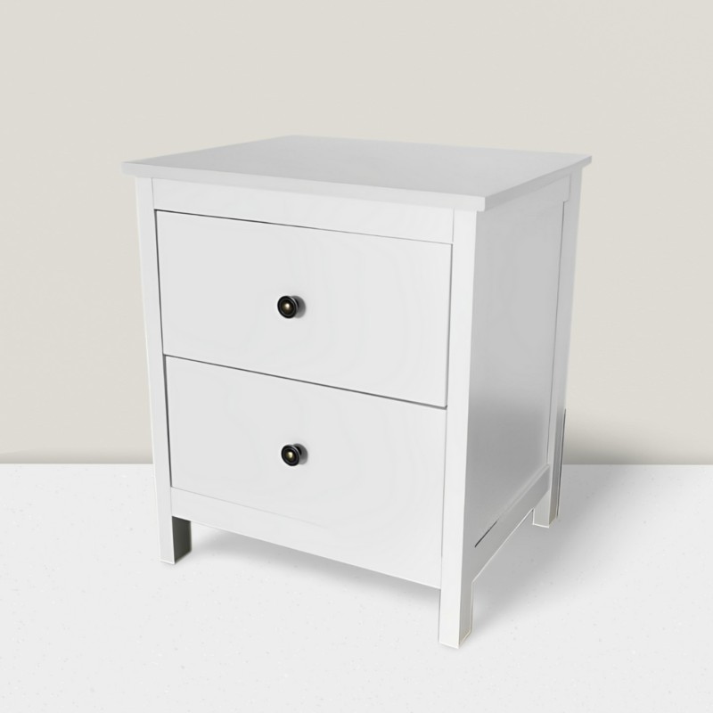 SALDO: Mesilla de Noche 2 Cajones Blanco 55cm x 48cm x 40cm