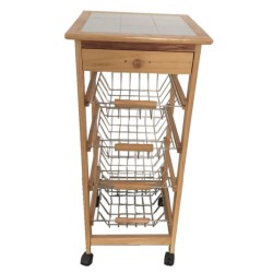 Carrito Verdulero Frutero Cocina 4 cestas y Cajon cubertero 2 miel