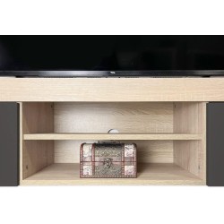 Meyvaser Mueble de salón y TV Composición de salón grande 263 Cm Cambrian- Grafito en madera de gran calidad