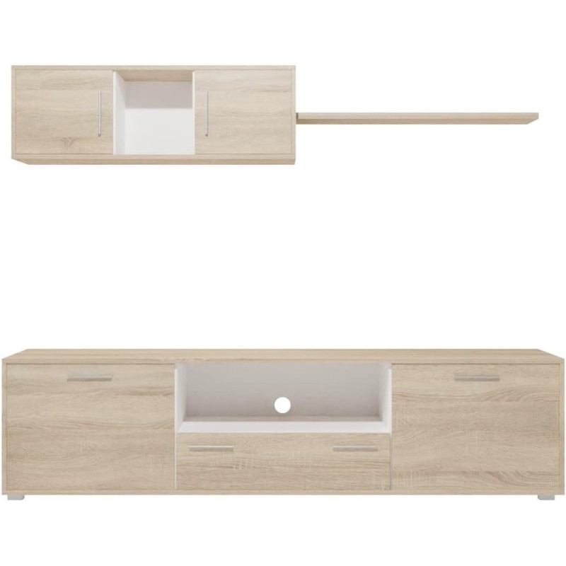 Meyvaser Mueble de salón y TV Composición para salón 200 cm Color Cambrian y Gran Espacio de Almacenamiento