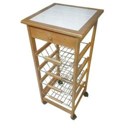 Carrito Verdulero Frutero Cocina 4 cestas y Cajon cubertero 2 miel
