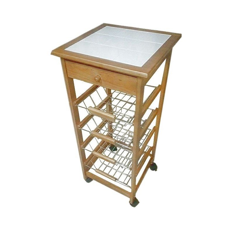 Carrito Verdulero Frutero Cocina 4 cestas y Cajon cubertero 2 miel