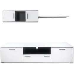 Meyvaser Mueble de salón y TV Composición para salón 200 Cm Color Blanco Gran Espacio Almacenamiento