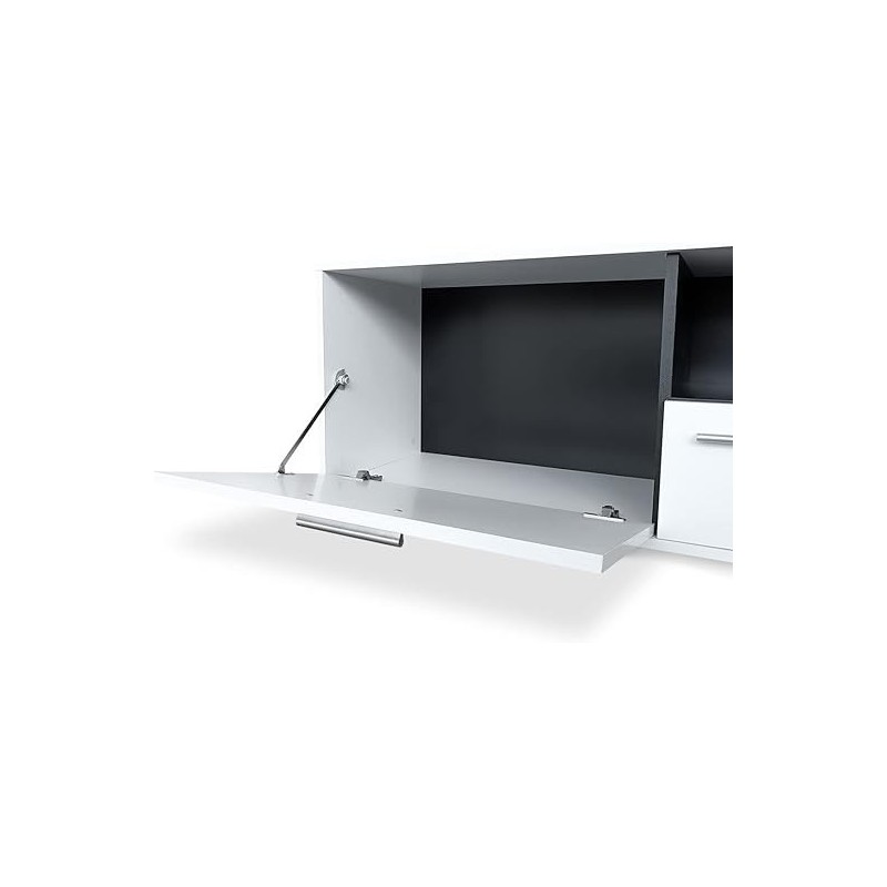 Meyvaser Mueble de salón y TV Composición para salón 200 Cm Color Blanco Gran Espacio Almacenamiento