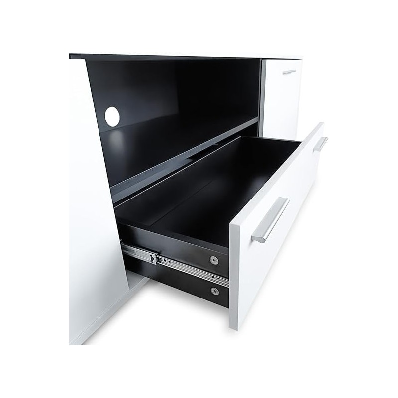 Meyvaser Mueble de salón y TV Composición para salón 200 Cm Color Blanco Gran Espacio Almacenamiento