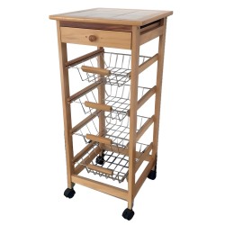 Carrito Verdulero Frutero Cocina 4 cestas y Cajon cubertero 2 miel