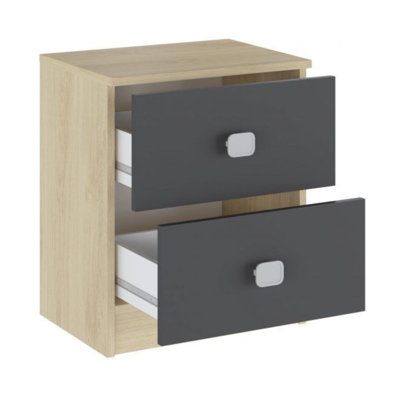 Cabezal + Dos Mesitas de Noche, Acabado en Cambrian y Grafito, Medidas: 247 cm (An) x 54 cm (Al) x 33 cm (Fon) - Meyvaser