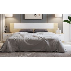 Cabezal + Dos Mesitas de Noche,Acabado en Cambrian y Blanco, Medidas: 247 cm (An) x 54 cm (Al) x 33 cm (Fon) - Meyvaser