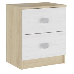 Cabezal + Dos Mesitas de Noche,Acabado en Cambrian y Blanco, Medidas: 247 cm (An) x 54 cm (Al) x 33 cm (Fon) - Meyvaser