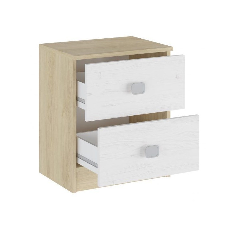 Cabezal + Dos Mesitas de Noche,Acabado en Cambrian y Blanco, Medidas: 247 cm (An) x 54 cm (Al) x 33 cm (Fon) - Meyvaser