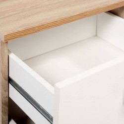 Cabezal + Dos Mesitas de Noche,Acabado en Cambrian y Blanco, Medidas: 247 cm (An) x 54 cm (Al) x 33 cm (Fon) - Meyvaser