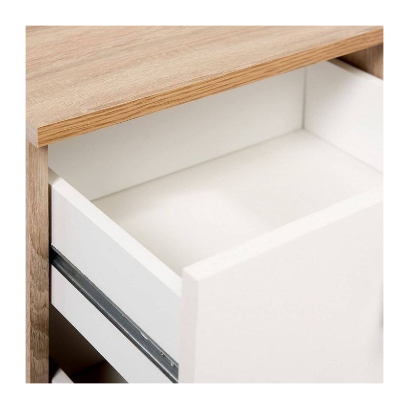 Cabezal + Dos Mesitas de Noche,Acabado en Cambrian y Blanco, Medidas: 247 cm (An) x 54 cm (Al) x 33 cm (Fon) - Meyvaser