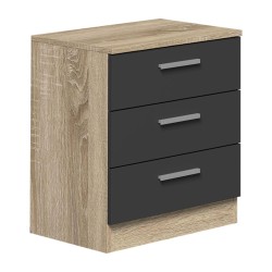 Pack Cabecero y 2 Mesitas de Noche, Acabado en Cambria y Grafito, Medidas: 220 cm (An) x 50 cm (Al) x 35 cm (Fo