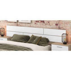 Pack Cabecero y 2 Mesitas de Noche, Acabado en Cambria y Blanco, 220 cm (An)x50 cm(Al)x 35 cm(Fon) - Meyvaser