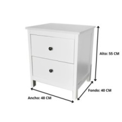 SALDO: Mesilla de Noche 2 Cajones Blanco 55cm x 48cm x 40cm