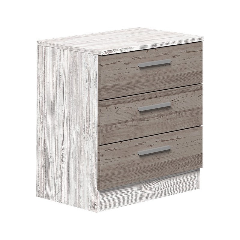 Pack Cabecero y 2 Mesitas de Noche, Acabado Pino Gris, 220 cm (An)x50 cm(Al)x 35 cm(Fon) - Meyvaser