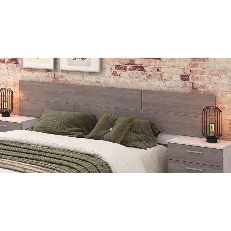 Pack Cabecero y 2 Mesitas de Noche, Acabado Pino Gris, 220 cm (An)x50 cm(Al)x 35 cm(Fon) - Meyvaser