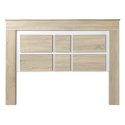 Pack Cabecero de 160 x 120 cm + 2 Mesitas de Noche| Color Cambria y Blanco (para Cama de 135-140 o 160)