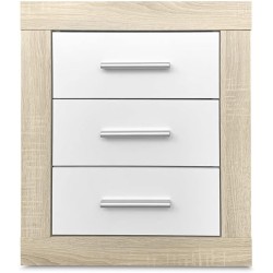 Pack Cabecero de 160 x 120 cm + 2 Mesitas de Noche| Color Cambria y Blanco (para Cama de 135-140 o 160)