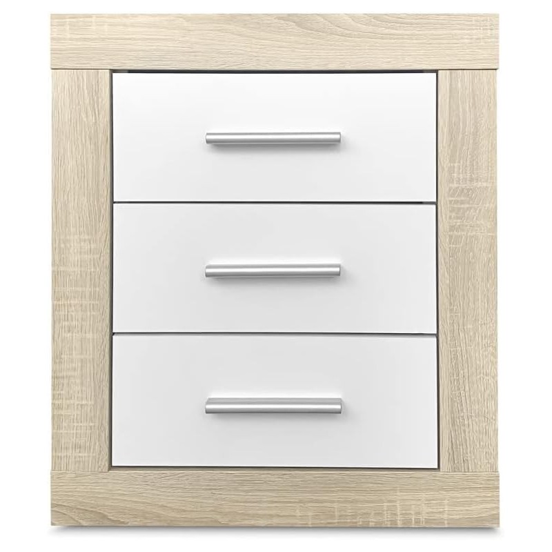 Pack Cabecero de 160 x 120 cm + 2 Mesitas de Noche| Color Cambria y Blanco (para Cama de 135-140 o 160)