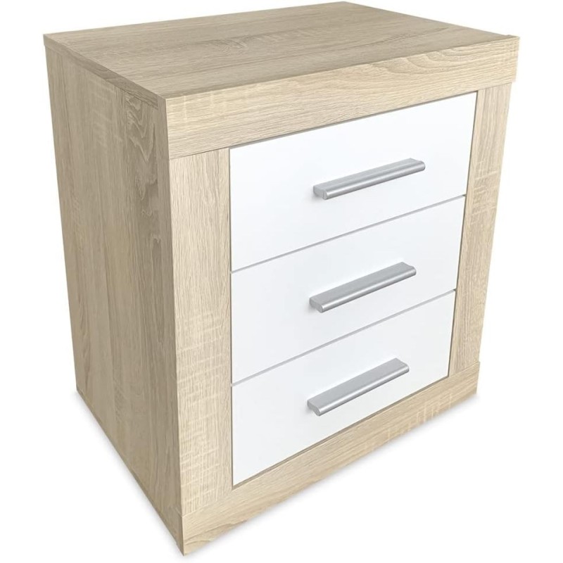 Pack Cabecero de 160 x 120 cm + 2 Mesitas de Noche| Color Cambria y Blanco (para Cama de 135-140 o 160)