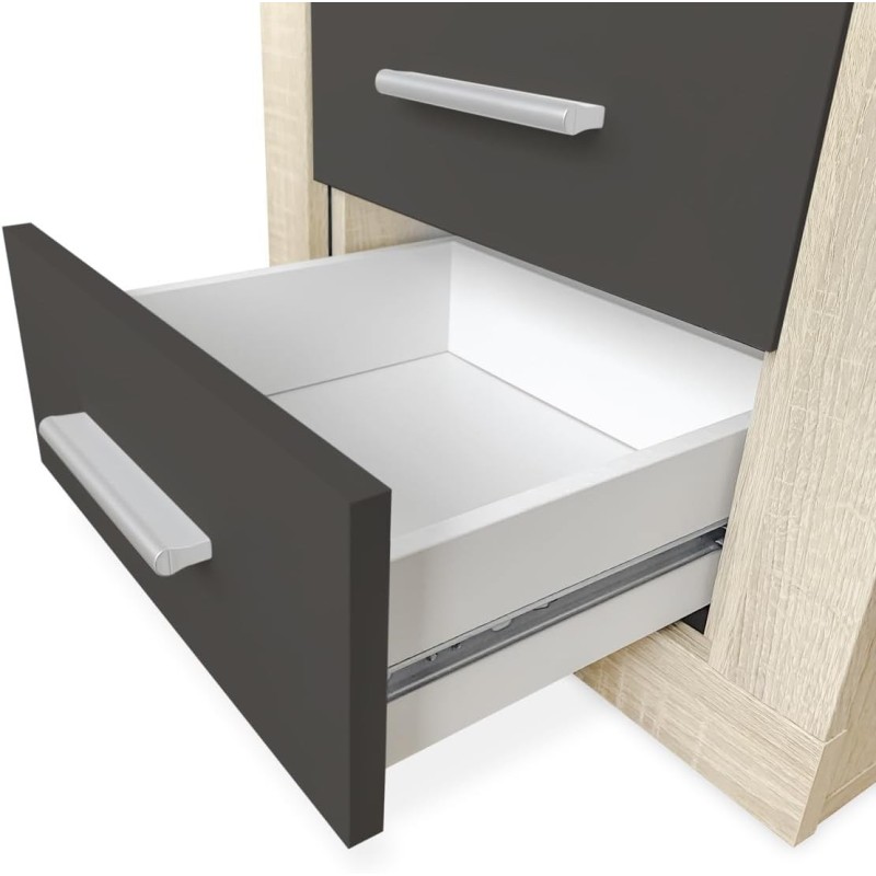 Pack Cabecero de 160 x 120 cm + 2 Mesitas de Noche| Color Cambria y Grafito (para Cama de 135-140 o 160)