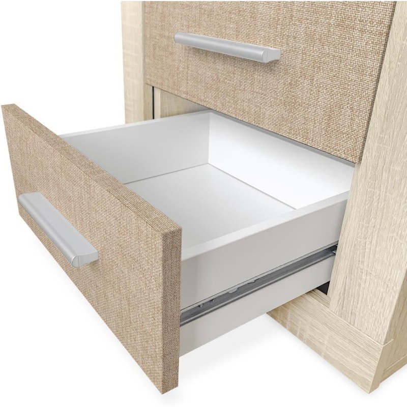 Pack Cabecero de 160 x 120 cm + 2 Mesitas de Noche | Dormitorio Completo | Color Puccini y Textil (para Cama de 135-140 o 160)