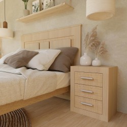 Pack Cabecero de 160 x 120 cm + 2 Mesitas de Noche | Dormitorio Completo | Color Puccini y Textil (para Cama de 135-140 o 160)