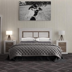 Pack Cabecero de 160 x 120 cm + 2 Mesitas de Noche, Colores Andersen y Pino Gris (para Cama de 135-140 o 160) – Meyvaser