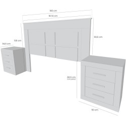 Pack Cabecero de 160 x 120 cm + 2 Mesitas de Noche, Colores Andersen y Pino Gris (para Cama de 135-140 o 160) – Meyvaser