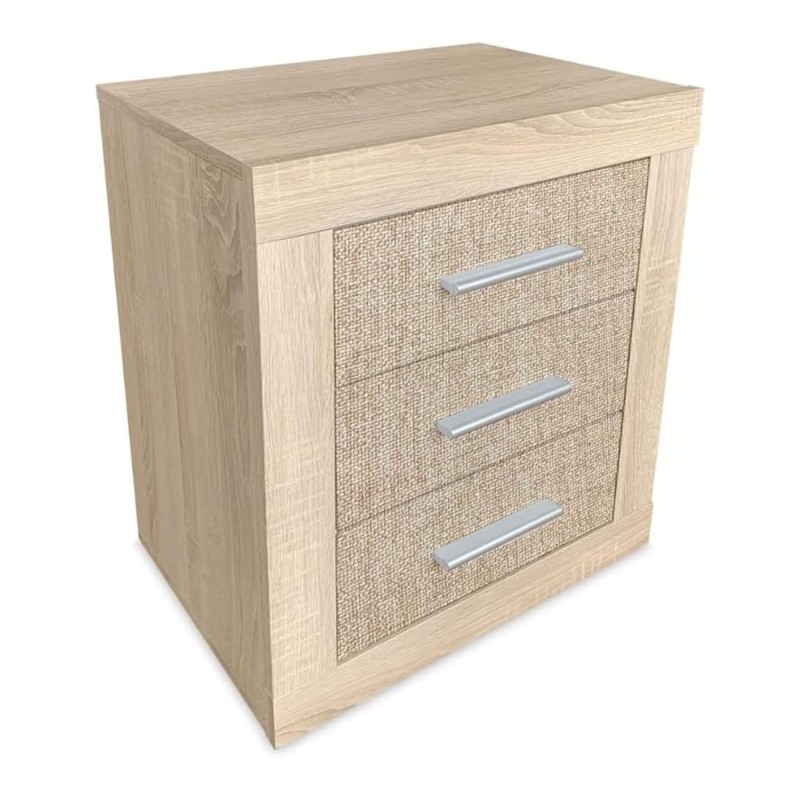 Mesita de Noche, Mesilla de Dormitorio, Color Madera, Medidas: 50 cm (Largo) x 34,6 cm (Fondo) x 60 cm (Alto)