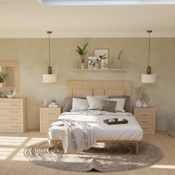 Mesita de Noche, Mesilla de Dormitorio, Color Madera, Medidas: 50 cm (Largo) x 34,6 cm (Fondo) x 60 cm (Alto)