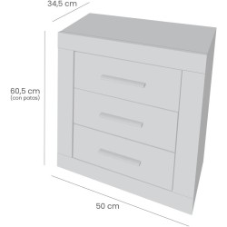Mesita de Noche, Mesilla de Dormitorio, Color Madera, Medidas: 50 cm (Largo) x 34,6 cm (Fondo) x 60 cm (Alto)