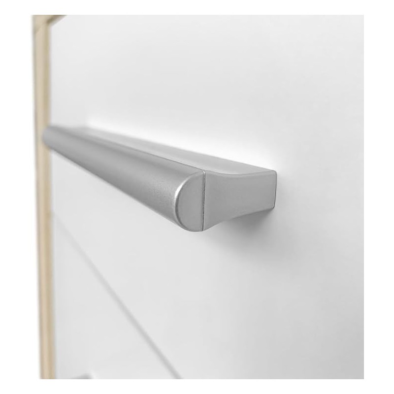 Mesita de Noche, Mesilla de Dormitorio, Acabado en Color Cambria y Blanco, Medidas: 50 cm (Lar) x 34,6 cm (Fon) x 60 cm (Al)