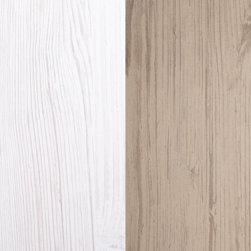 Mesita de Noche, Mesilla de Dormitorio, Color Pino y Gris, Medidas: 50 cm (Lar) x 34,6 cm (Fon) x 60 cm (Al)