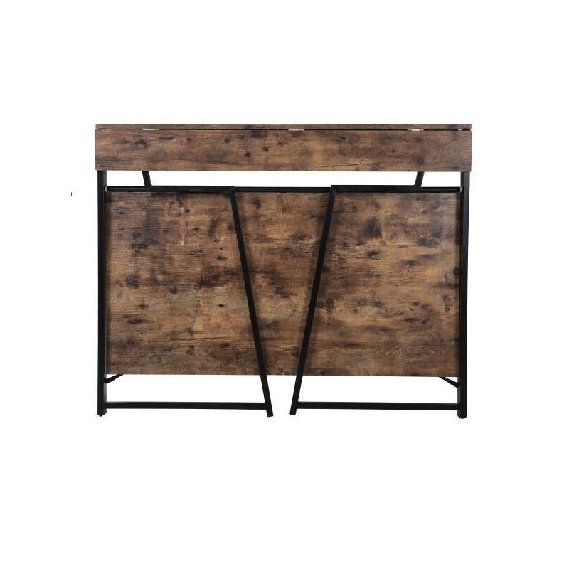 Escritorio Plegable de Doble Altura – Nogal con Estructura Metálica Negra, 120x62x75 cm