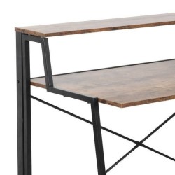 Escritorio Plegable de Doble Altura – Nogal con Estructura Metálica Negra, 120x62x75 cm
