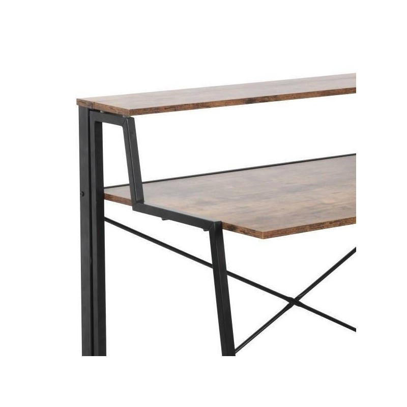 Escritorio Plegable de Doble Altura – Nogal con Estructura Metálica Negra, 120x62x75 cm