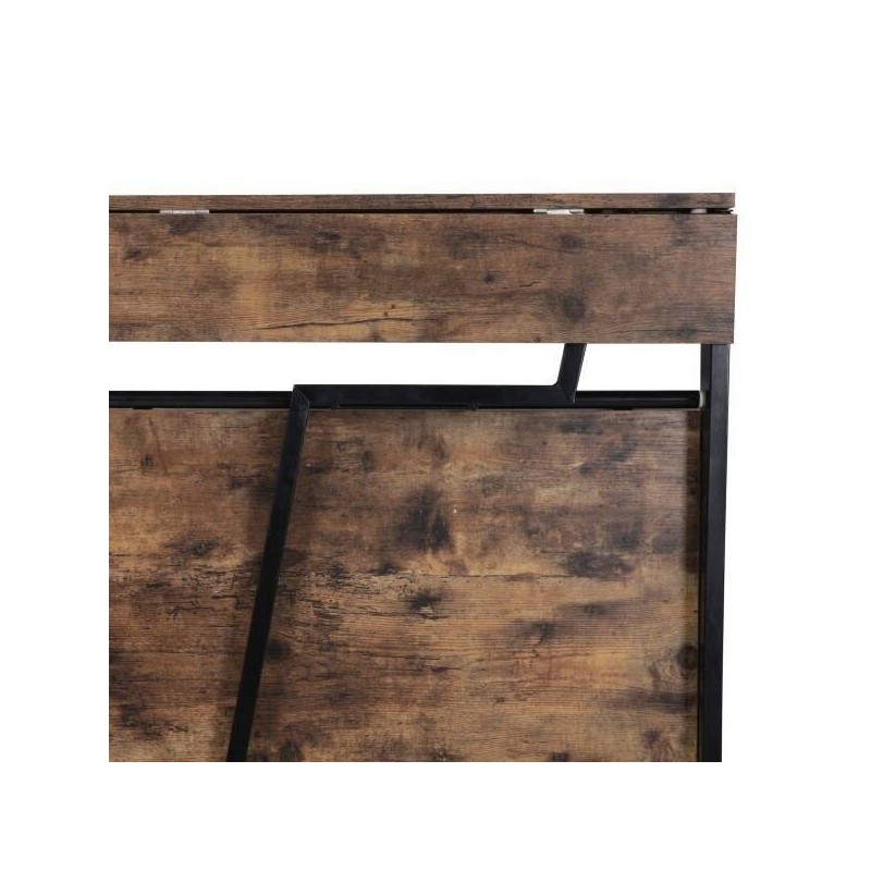 Escritorio Plegable de Doble Altura – Nogal con Estructura Metálica Negra, 120x62x75 cm