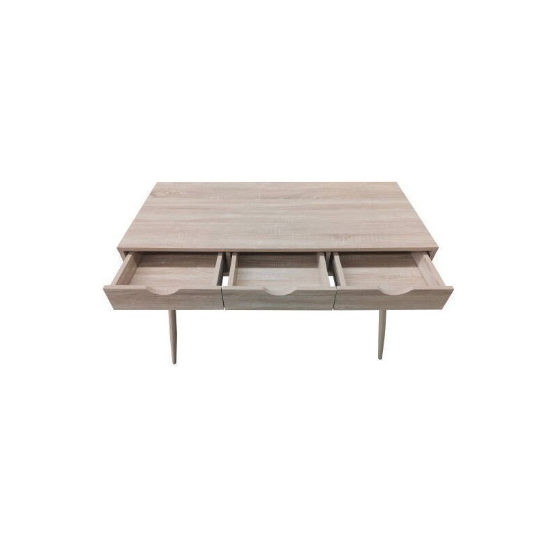 Mesa Escritorio Roble con 3 Cajones y Patas Estilo Escandinavo – Compacta y Funcional, 110x50x75 cm