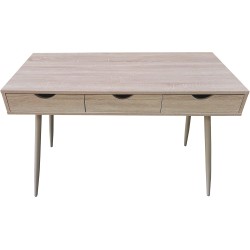 Mesa Escritorio Roble con 3 Cajones y Patas Estilo Escandinavo – Compacta y Funcional, 110x50x75 cm
