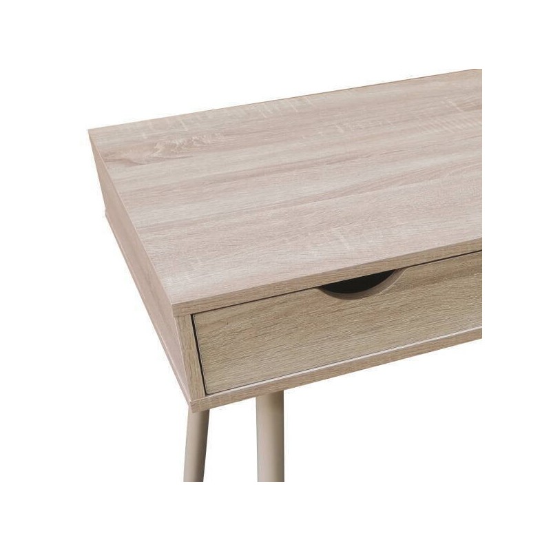 Mesa Escritorio Roble con 3 Cajones y Patas Estilo Escandinavo – Compacta y Funcional, 110x50x75 cm