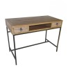 Escritorio Moderno Color Nogal con 2 Cajones y Patas Metálicas Negras – Diseño Elegante y Estable, 112x56x84 cm